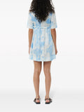 Ganni Blue White Cloud Print Short Sleeve Mini Dress 5