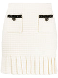 Self-Portrait Cream Black Sequin Trimmed Knit Mini Skirt