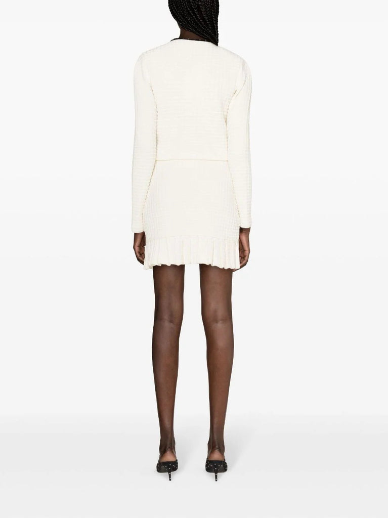 Cream 'Sequin Embellished Knit Mini Skirt'