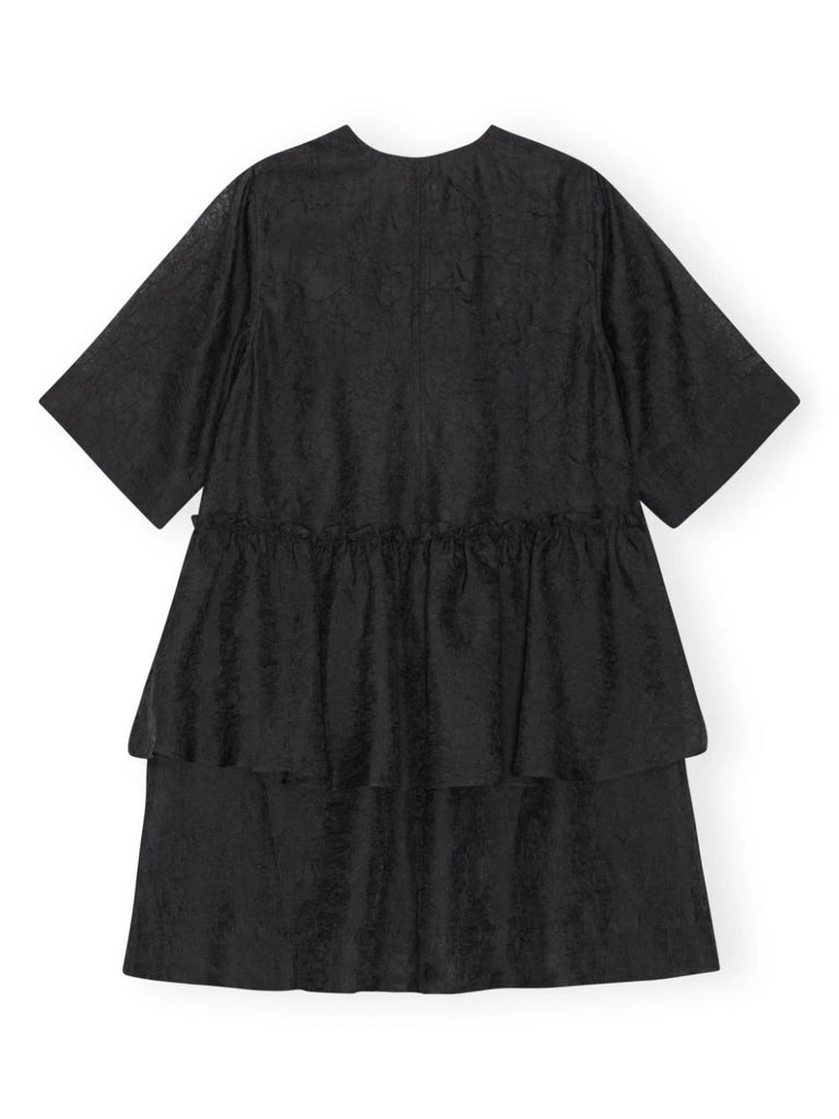 Ganni Black V-neck Crinkled Mini Dress 5