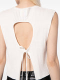 Crush White Ribbed Open Back Detail Knit Top 4