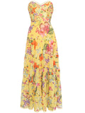 Charo Ruiz Ibiza Yellow Multicoloured Butterfly Print Sleeveless Maxi Dress