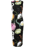 Stine Goya Black Multicoloured Floral Print Sleeveless Midi Dress