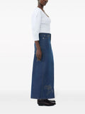 Ganni Blue Rose Stitched Denim Maxi Skirt 2