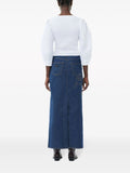 Ganni Blue Rose Stitched Denim Maxi Skirt 3