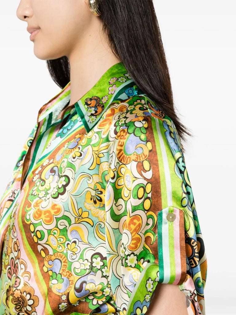 Alemais Multicoloured Print Silk Short Sleeve Shirt 4