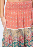 M.A.B.E Orange Green Floral Printed Maxi Skirt 2