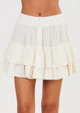 M.A.B.E White Embroidered Tiered Mini Skirt 3