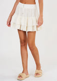 M.A.B.E White Embroidered Tiered Mini Skirt 1