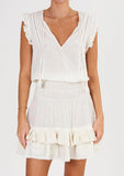 M.A.B.E White Embroidered V-neck Tiered Mini Dress 5