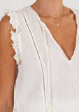 M.A.B.E White Embroidered V-neck Tiered Mini Dress 1