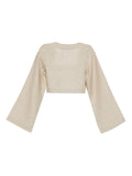 Faithfull The Brand Beige Long Wide Sleeve Square Neck Top 1