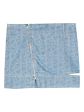 Stine Goya Blue Denim Monogram Print Mini Skirt 1