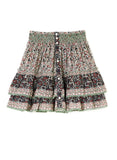 M.A.B.E Green Brown Toned Floral Tiered Mini Skirt