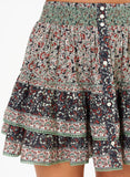 M.A.B.E Green Brown Toned Floral Tiered Mini Skirt 2