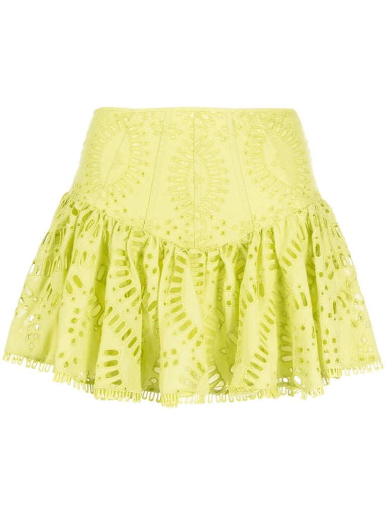 Charo Ruiz Ibiza Lime Embroidered Mini Skirt
