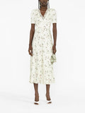 'Floral Print Lace Detail Midi Dress'