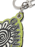Ganni Green White Black Flower Logo Keychain 1