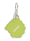Ganni Green White Black Flower Logo Keychain 2