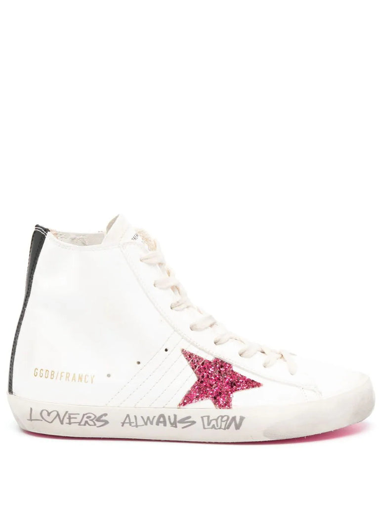 Golden Goose High Top White Pink Glitter Star Trainers