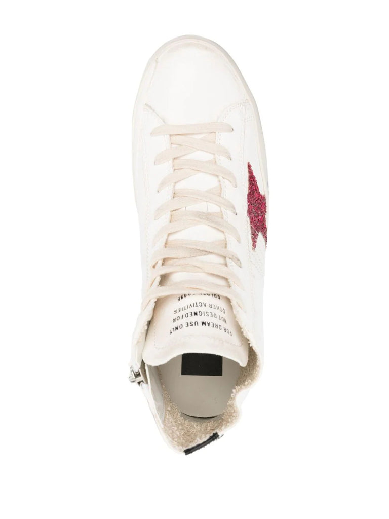 Golden Goose High Top White Pink Glitter Star Trainers 3
