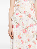 Rixo White Multicoloured Floral Ruffled V-neck Midi Dress 4