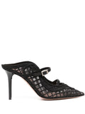 Malone Souliers Black Mesh Buckled Heeled Mules