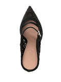 Malone Souliers Black Mesh Buckled Heeled Mules 3