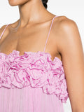 Ganni Pink 3D Floral Applique Sleeveless Maxi Dress 4