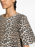 Ganni Brown Black Leopard Denim Mini Dress 4