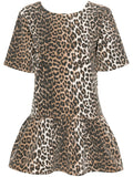 Ganni Brown Black Leopard Denim Mini Dress