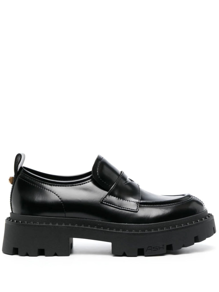 Ash Black Gold Stud Chunky Loafers