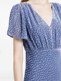 Rixo Blue Spotted Velvet Tiered Midi Dress 4