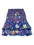 Charo Ruiz Ibiza Blue Multicoloured Butterfly Print Tiered Mini Skirt
