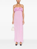 Ganni Pink 3D Floral Applique Sleeveless Maxi Dress 1