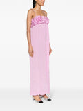 Ganni Pink 3D Floral Applique Sleeveless Maxi Dress 2
