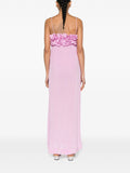 Ganni Pink 3D Floral Applique Sleeveless Maxi Dress 3