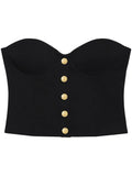 Anine Bing Black Gold Buttoned Corset Top