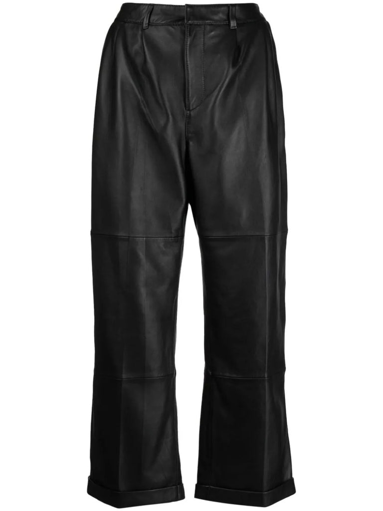 Paige Black Leather Trousers