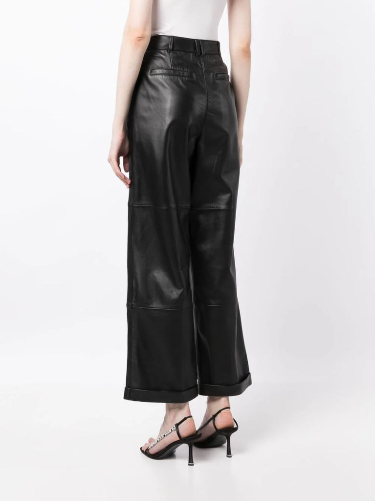 Paige Black Leather Trousers 3