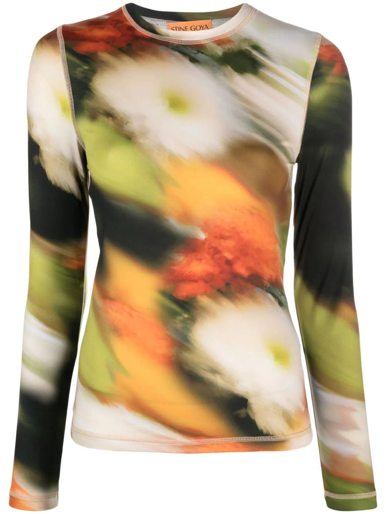 Stine Goya Multicoloured Abstract Floral Print Long Sleeve Top