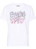Ganni White Pink Kitten Logo T-shirt