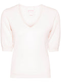 Crush White V-neck Short Sleeve Knitted Top