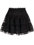 Charo Ruiz Ibiza Black Embroidered Floral Lace Mini Skirt