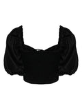 Faithfull The Brand Black Front Tie Short Puffed Sleeve Top 1