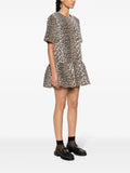 Ganni Brown Black Leopard Denim Mini Dress 2