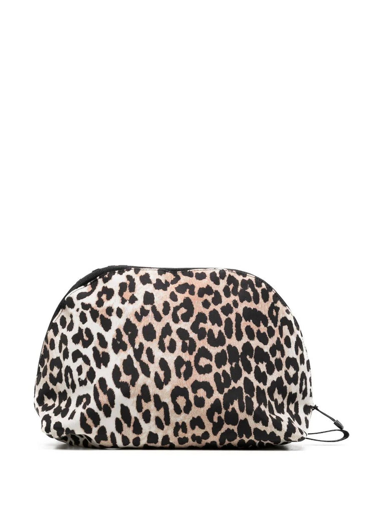 Ganni Brown Leopard Print Clutch Bag 1