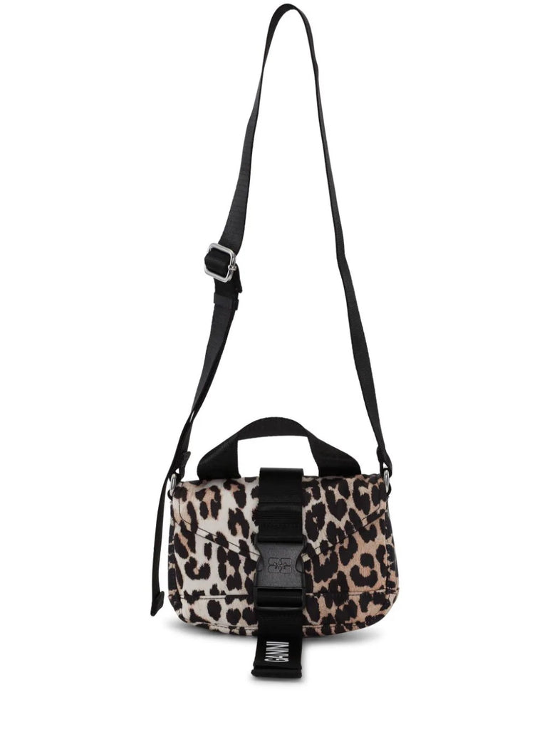 Ganni Beige Black Leopard Crossbody Bag