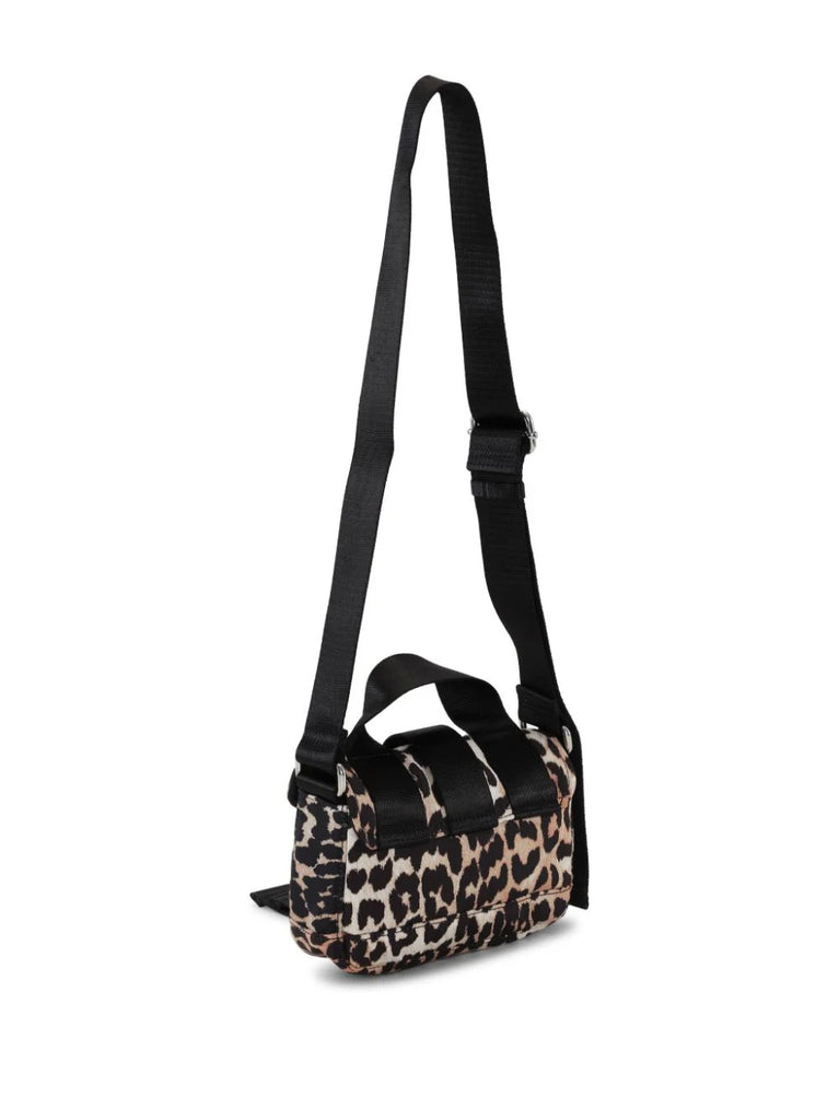 Ganni Beige Black Leopard Crossbody Bag 3