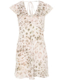 Rotate Beige Leopard Ruffled V-neck Mini Dress